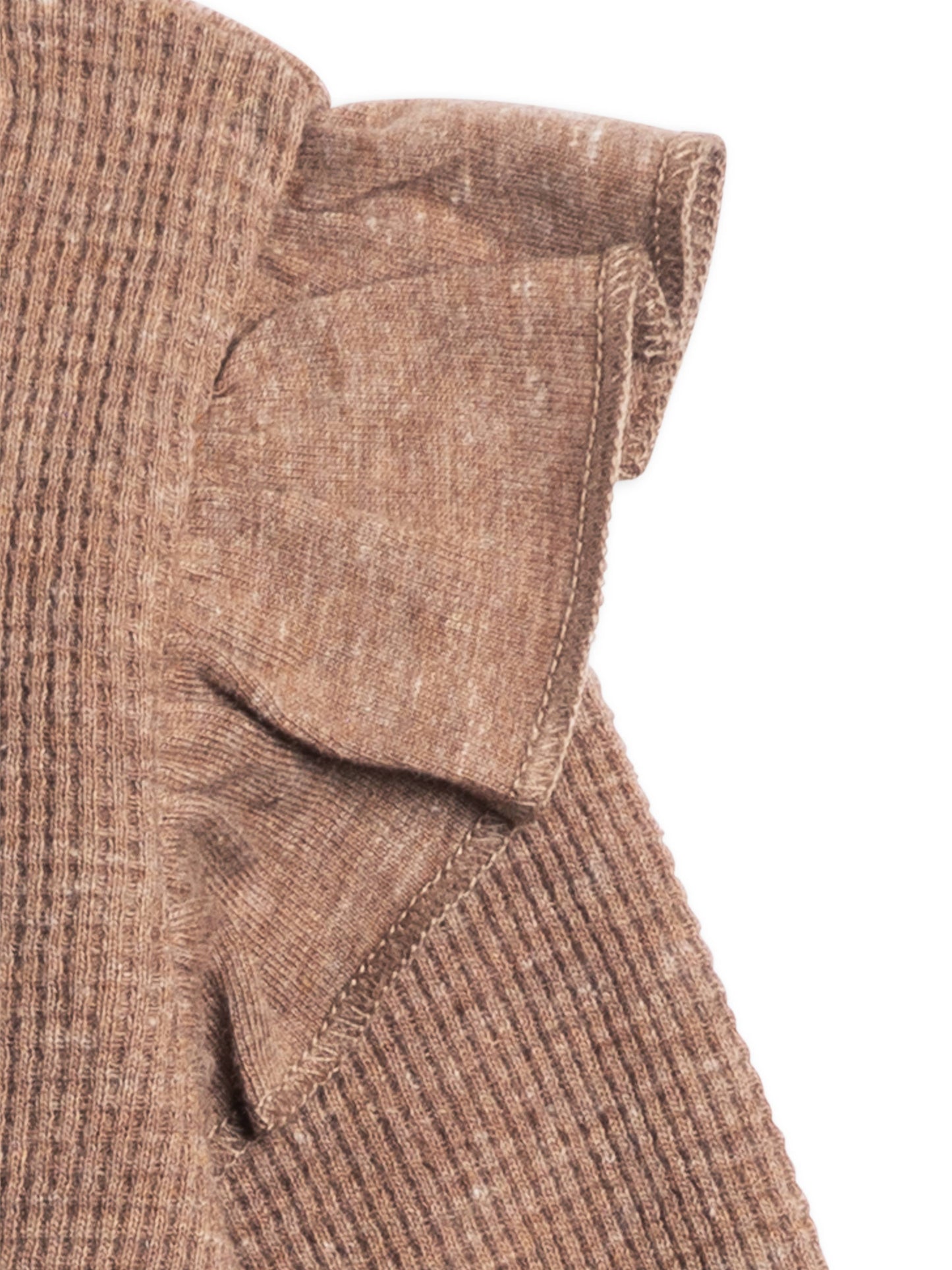 Organic Baby Mila Flutter Sleeve Waffle Romper-Heather Mocha