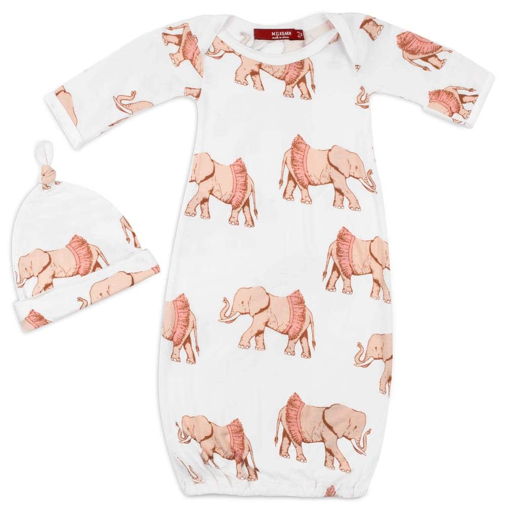 Bamboo Newborn Gown & Hat Set Tutu Elephant