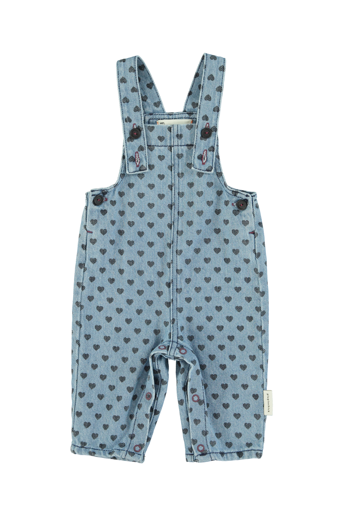 Dungarees | Washed Blue Denim w/ Black Hearts