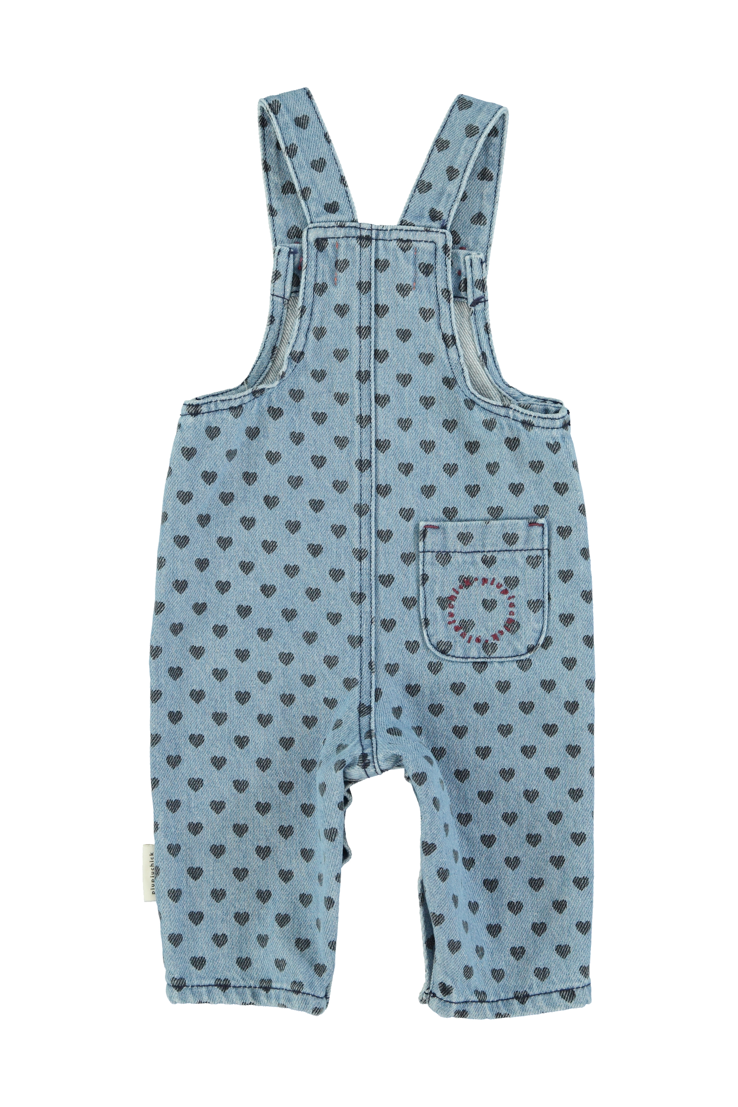 Dungarees | Washed Blue Denim w/ Black Hearts
