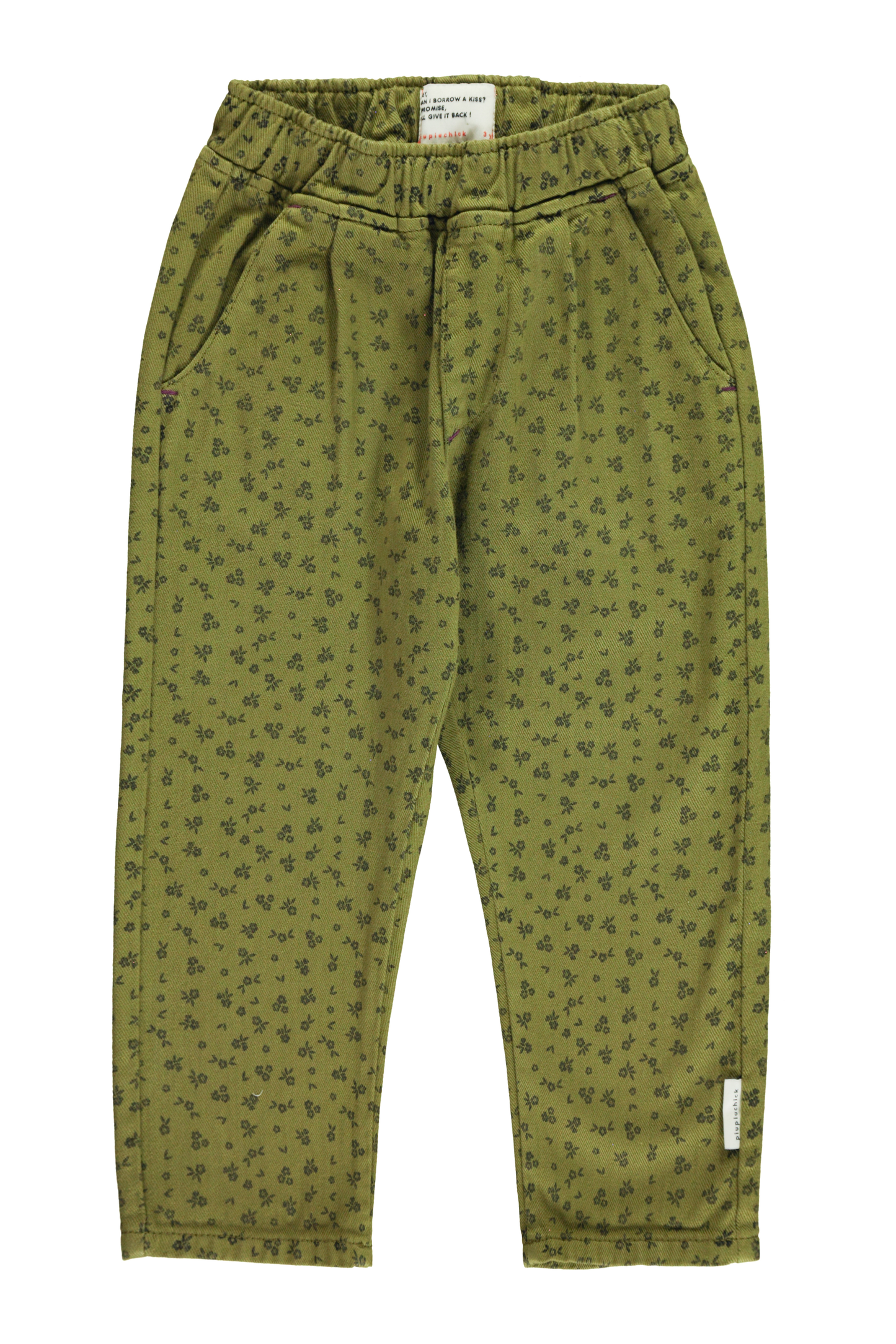 Unisex Trousers | Khaki w/ Black Flowers