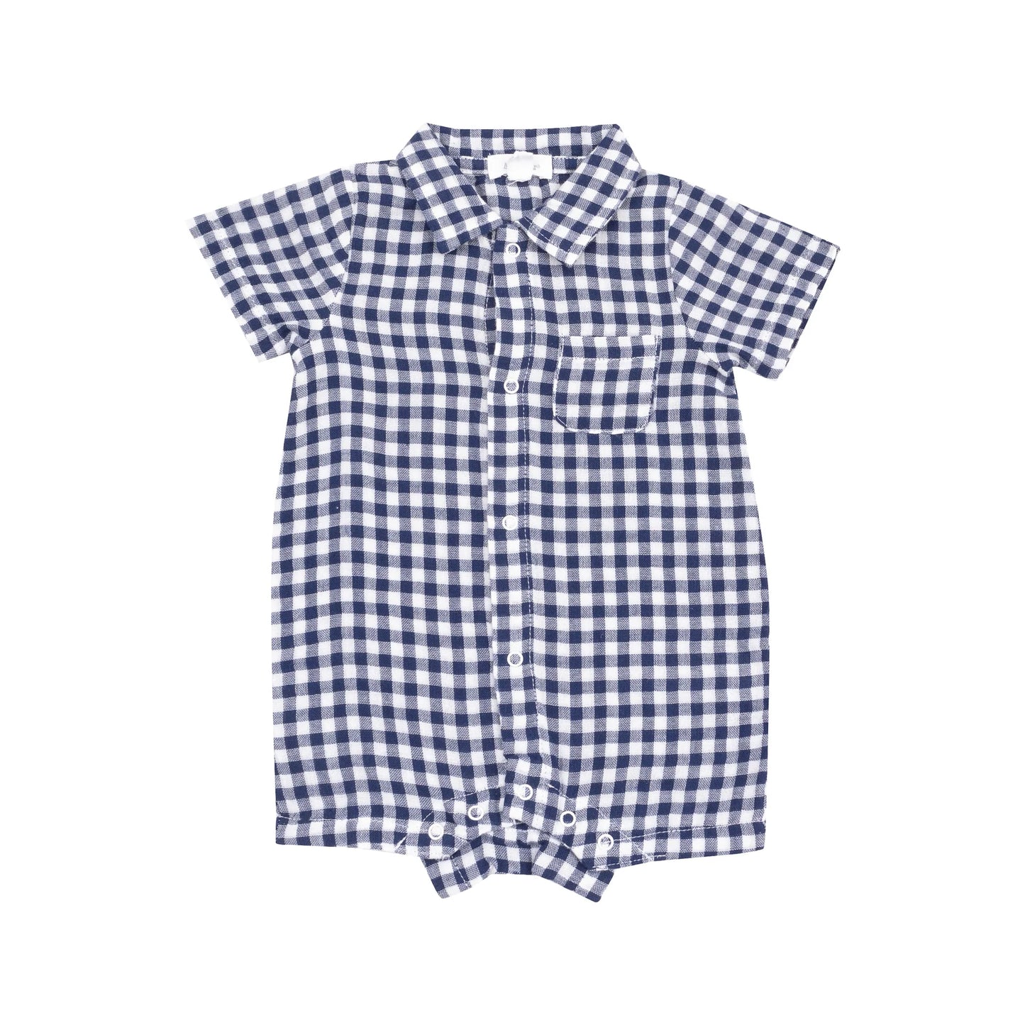 Button Down Polo Shortie || Navy Gingham