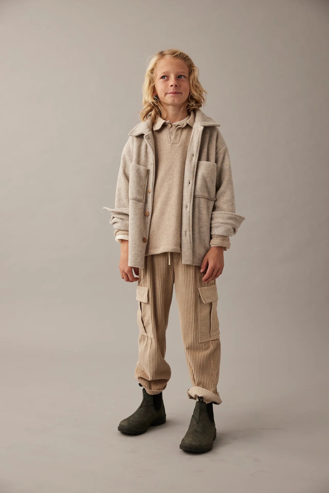 Soft Mélange Bamboo Shirt Jacket || Stone