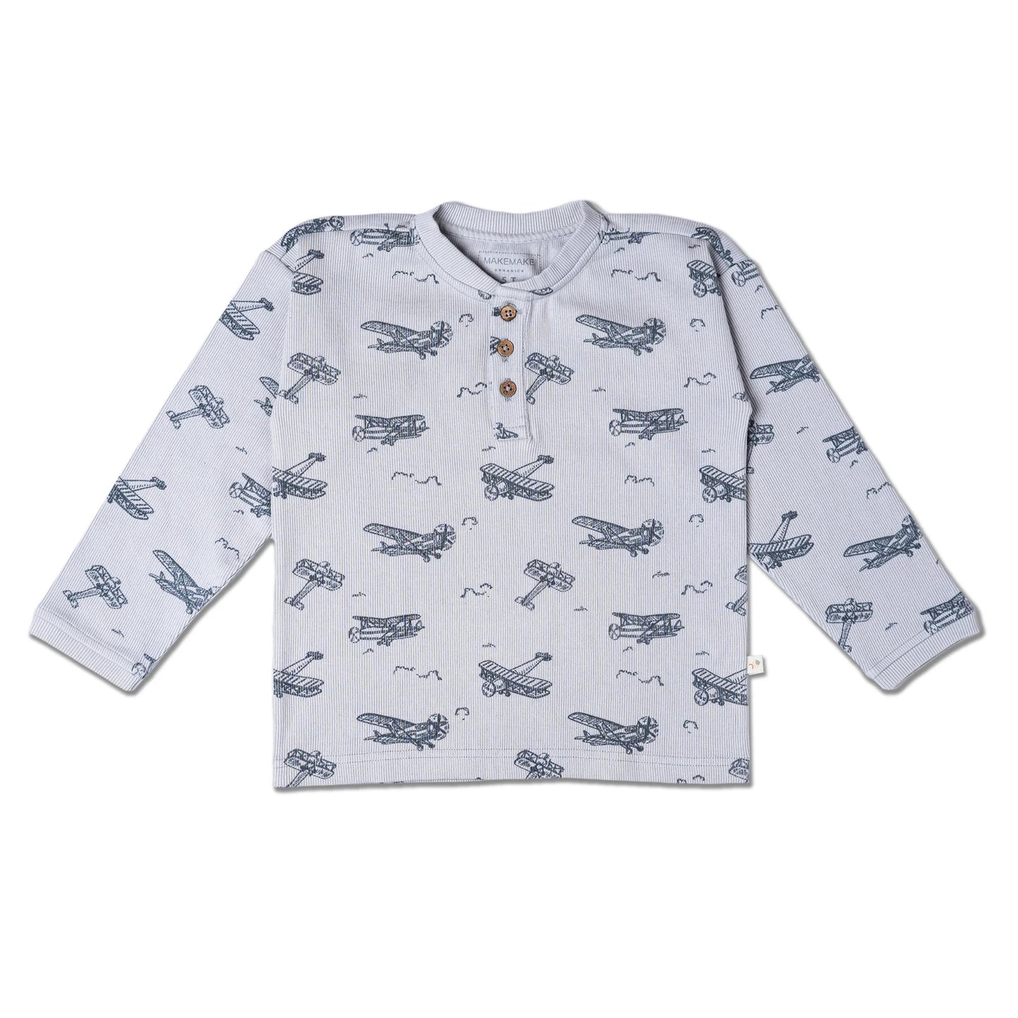 Organic Henley Tee || Airplanes
