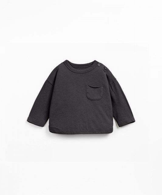 Knit T-Shirt with Button Opening