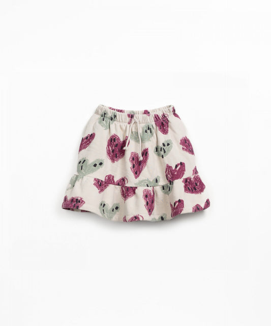 Knit Skirt with Natural Fibers || Heart Print