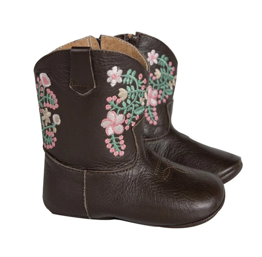 Juliet Chocolate Embroidered Baby Cowboy Boots
