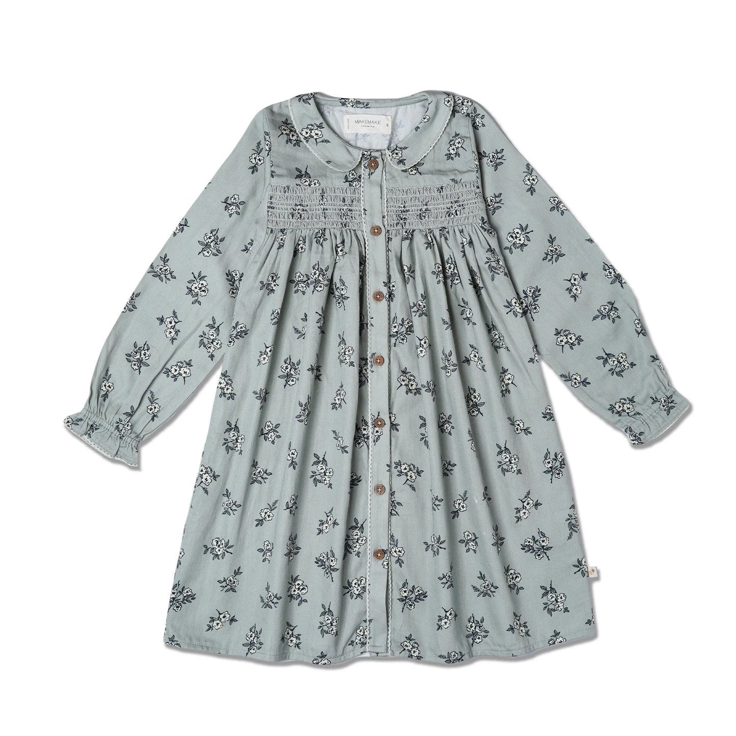 Smocked Button Dress || Sage Bloom