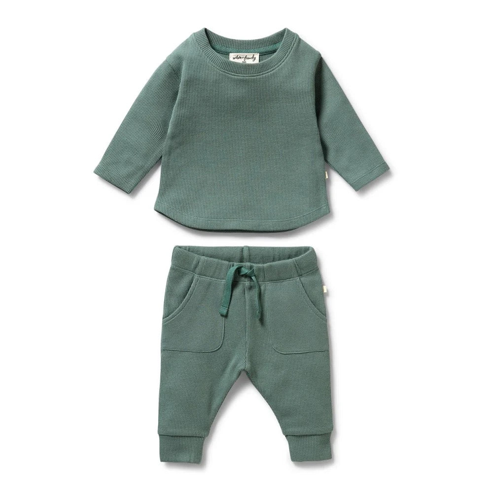 Organic Waffle Set || Pine Green
