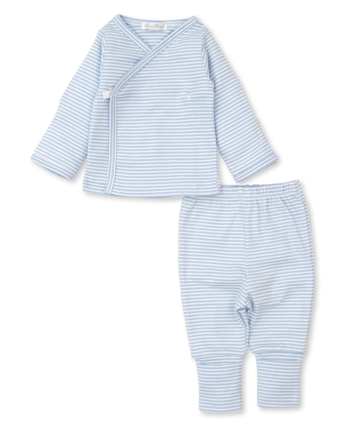 BLUE STRIPED FOOTED PANT SET- NB
