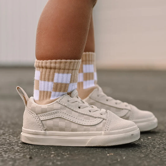 KICKIN' IT UP SOCKS NUDE CHECKERED