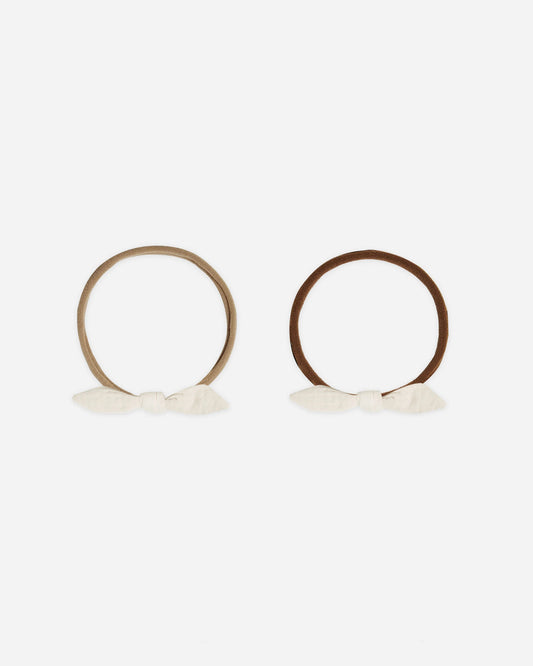 Little Knot Headband || Ivory with Brown Band