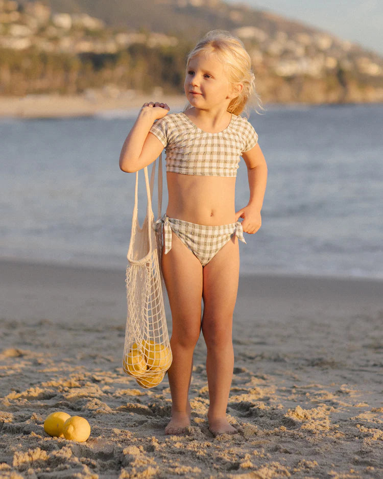 Cropped Rashguard Set Swim Suit || Eucalyptus Check