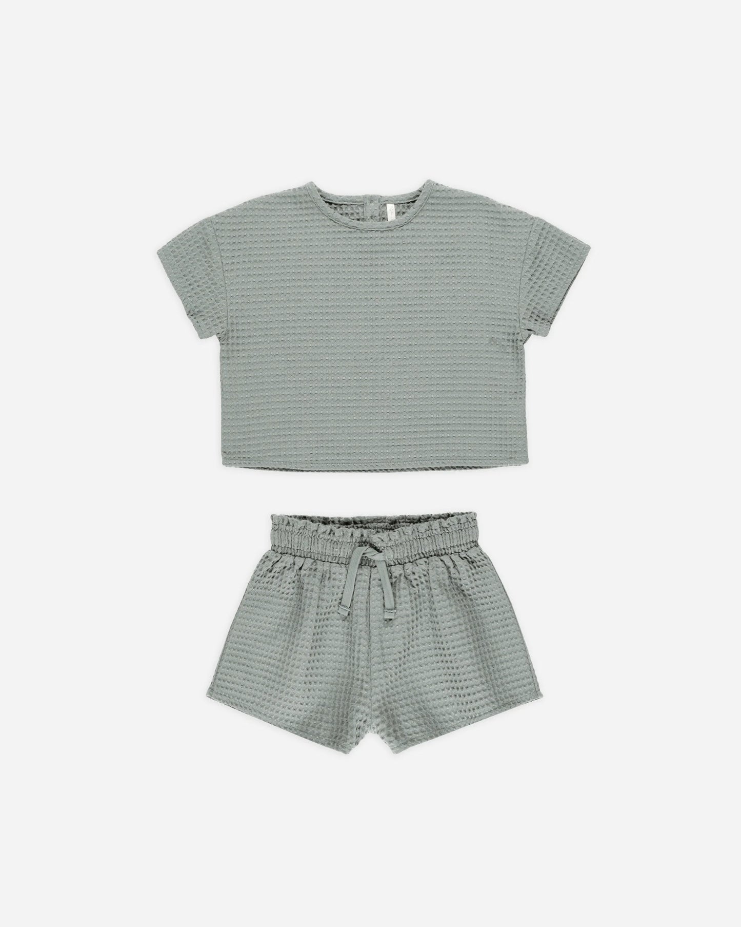 Girls Short + Top Waffle Set || Eucalyptus