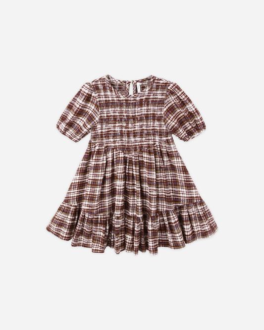 India Dress || Burgundy Plaid