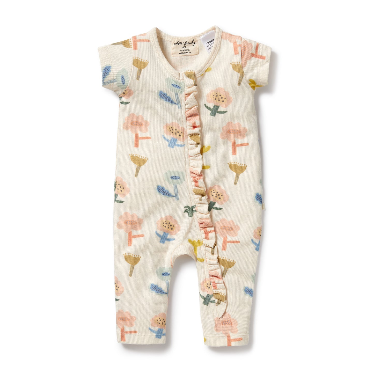 Cookie Cut Organic Cotton Ruffle Zipsuit