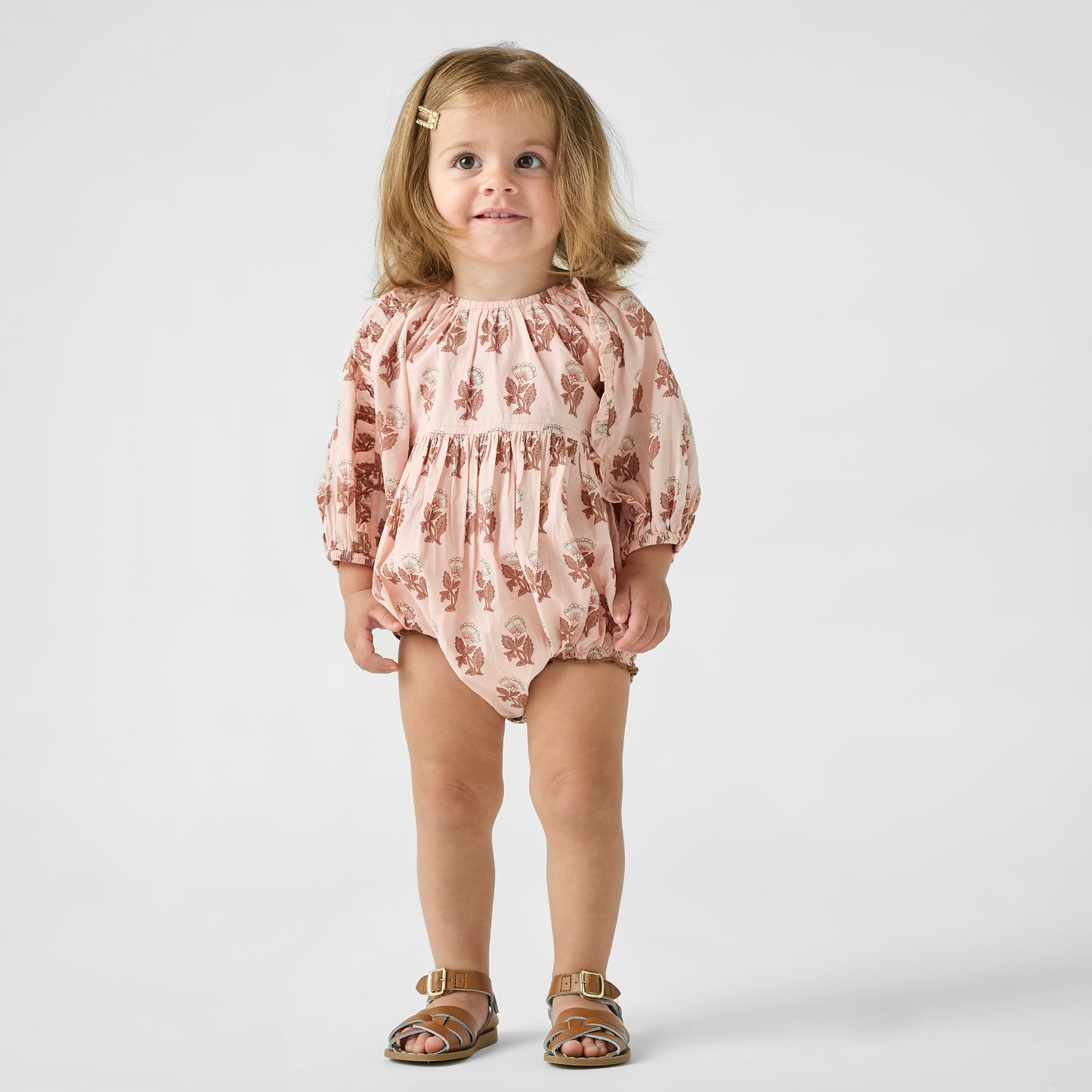 Baby Girls Katya Bubble Romper Pink Flower Drop