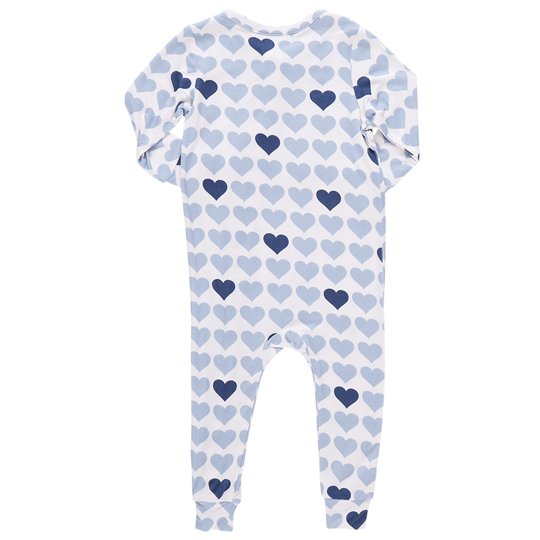 Baby Bamboo Romper Blue Tiny Hearts