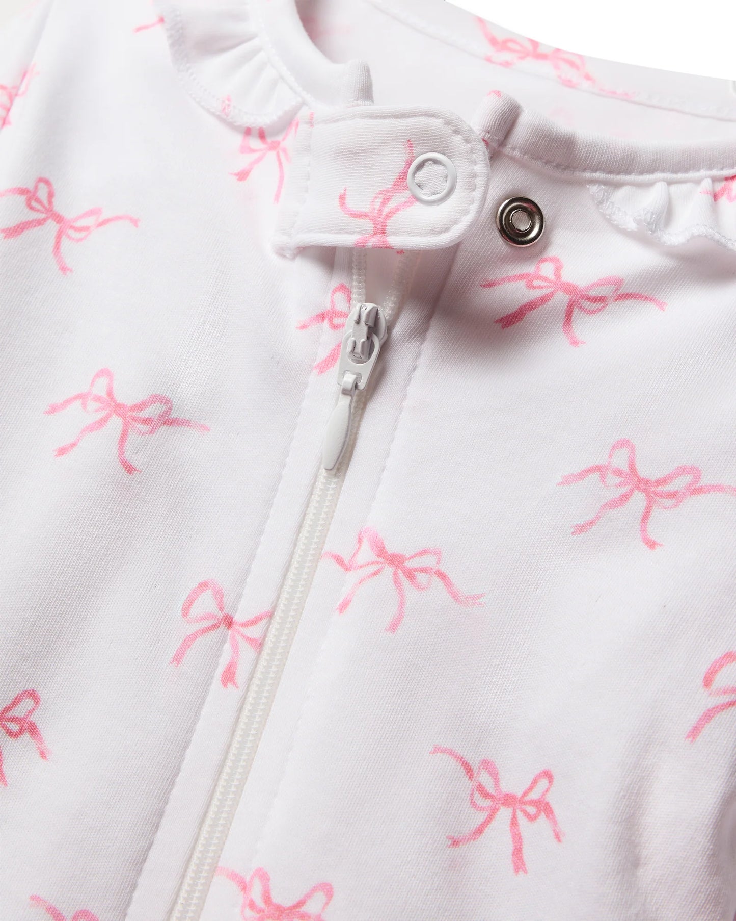 Baby's Pima Ruffle Collar Romper in Blushing Bows