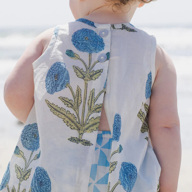 Baby Girls Jaipur 2-Piece Set - Blue Oversized Dandelion