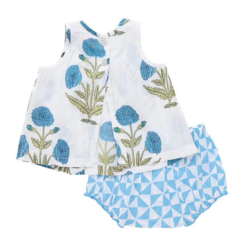Baby Girls Jaipur 2-Piece Set - Blue Oversized Dandelion