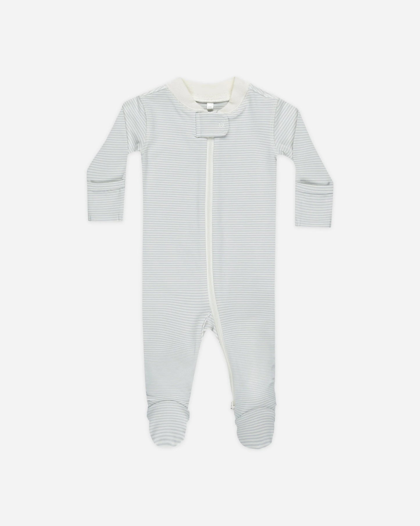 Zip Long Sleeve Sleeper Footie || Sky Micro Stripe