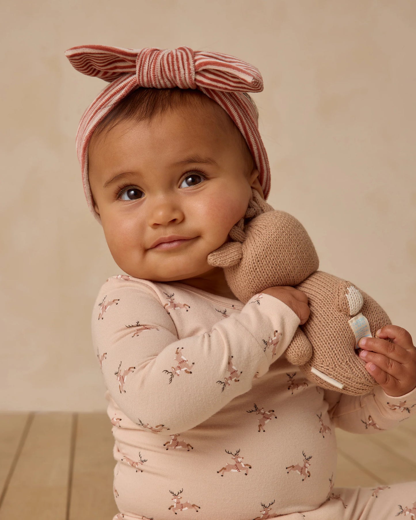 Velour Bow Headband || Candy Stripe