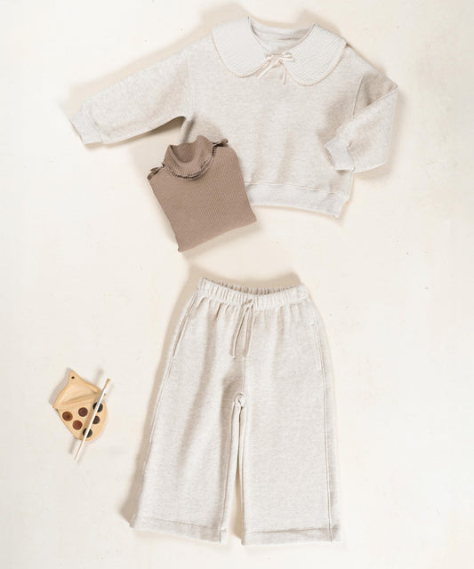 Knitted Sweater with Removable Collar w/ Matching Fleece Trouser