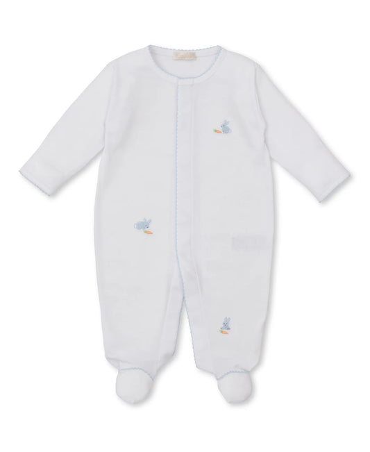 Kissy Kissy Premier Baby Bunny Footie + Blanket Set || Blue Hand Embroidered