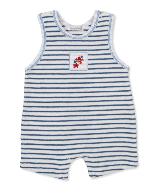 Lobsters Sandy Smiles Blue Stripe Terry Playsuit