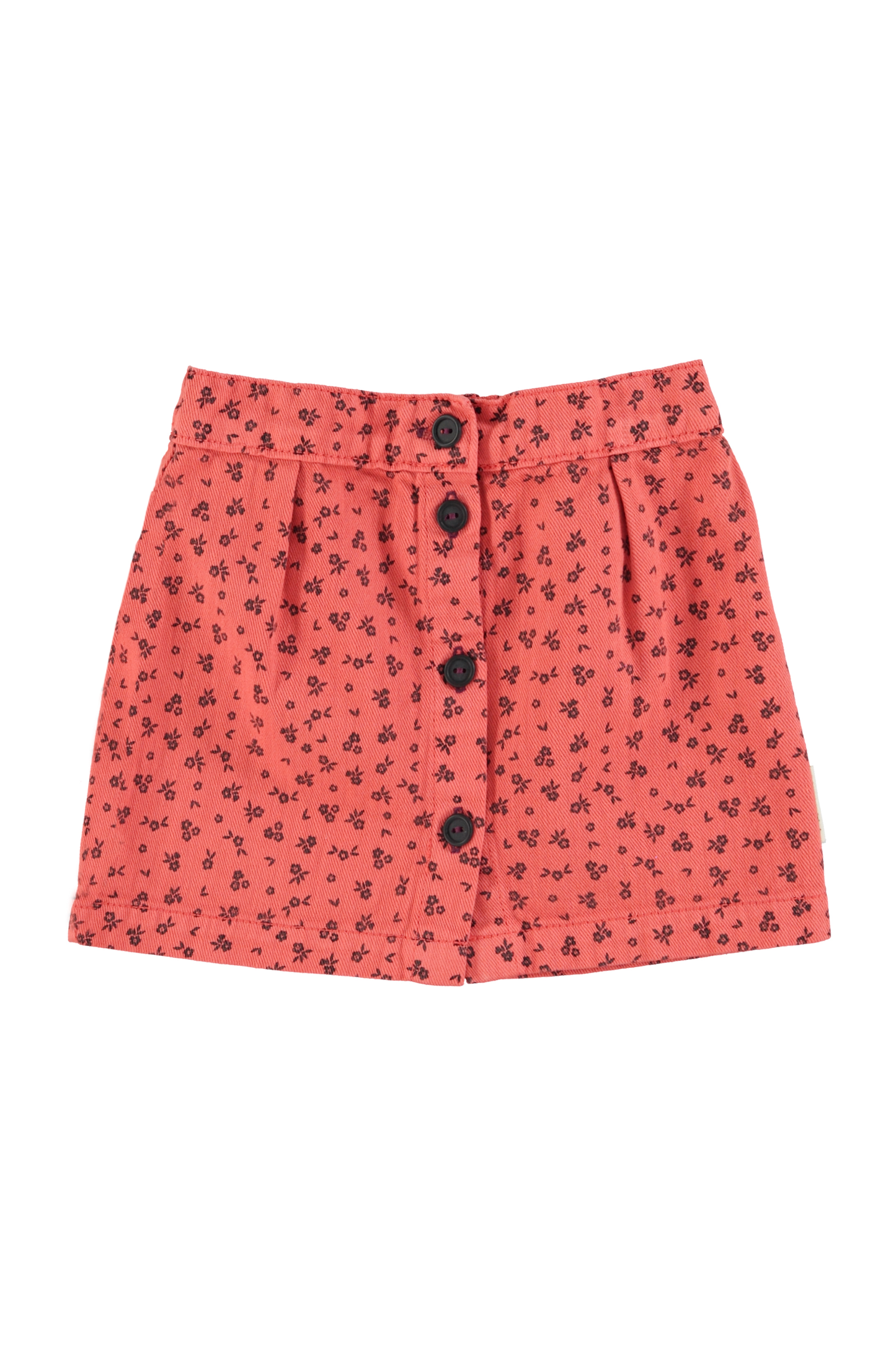 Short Skirt Elastic Waist || Raspberry w/ Black Flowers