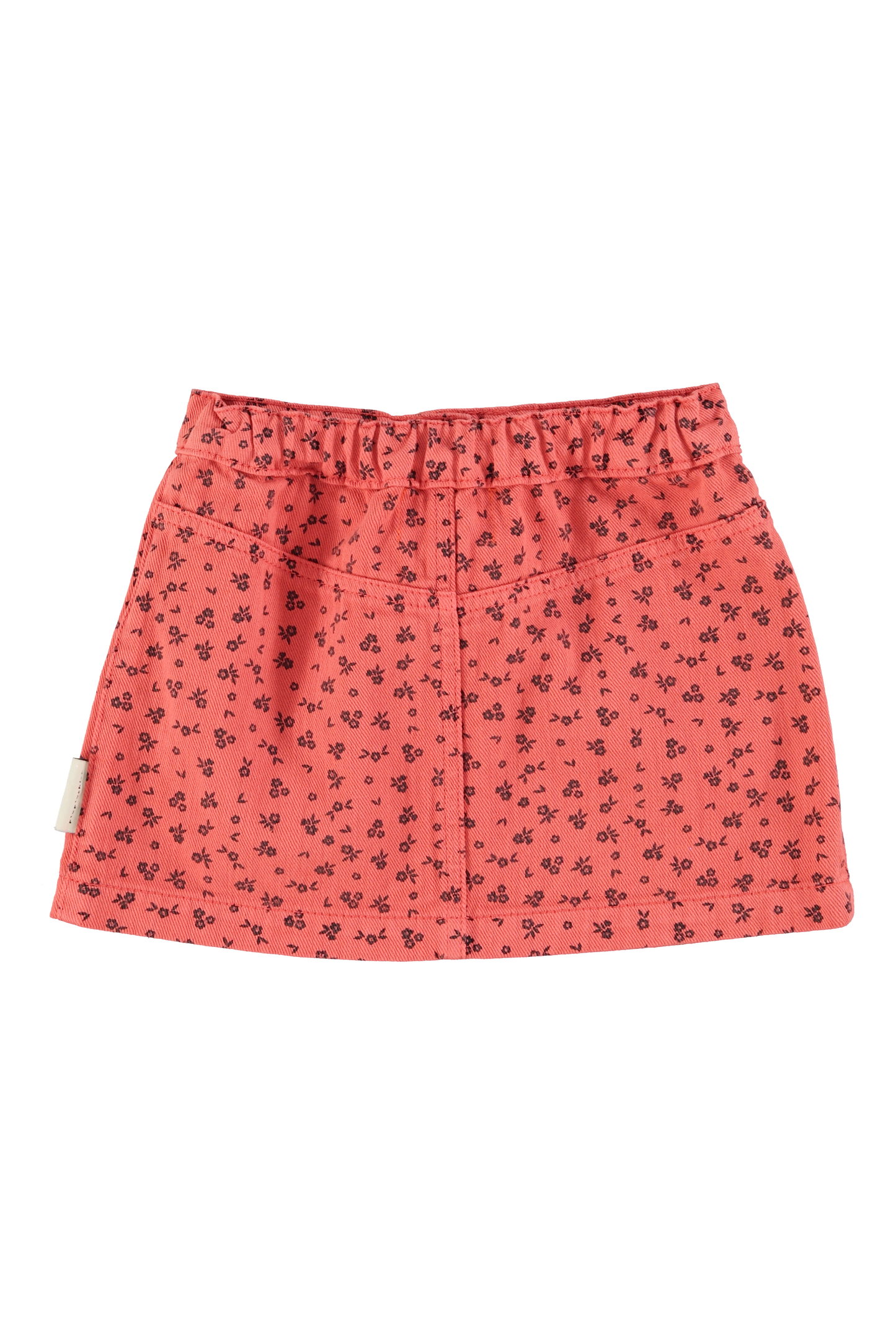 Short Skirt Elastic Waist || Raspberry w/ Black Flowers