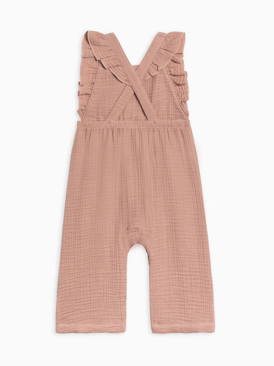 ORLA MUSLIN RUFFLE OVERALLS DUST MAUVE