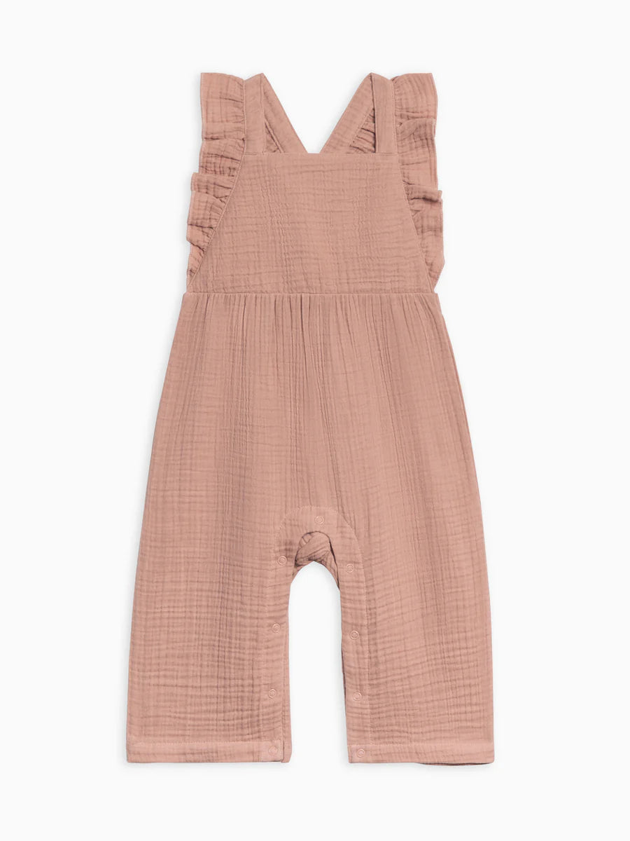 ORLA MUSLIN RUFFLE OVERALLS DUST MAUVE
