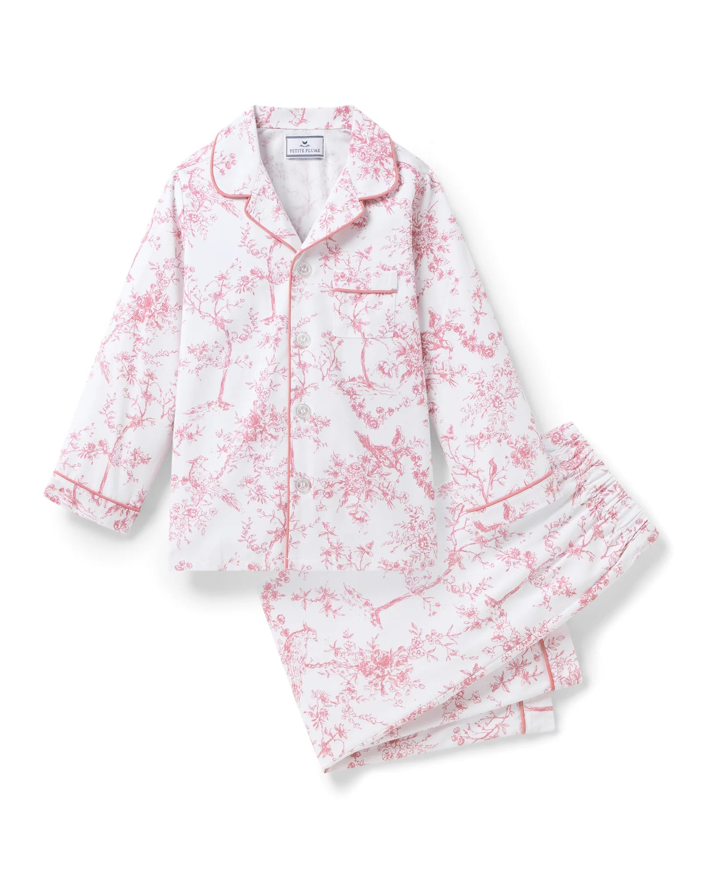 Kid's Twill Pajama Set in Pink Timeless Toile