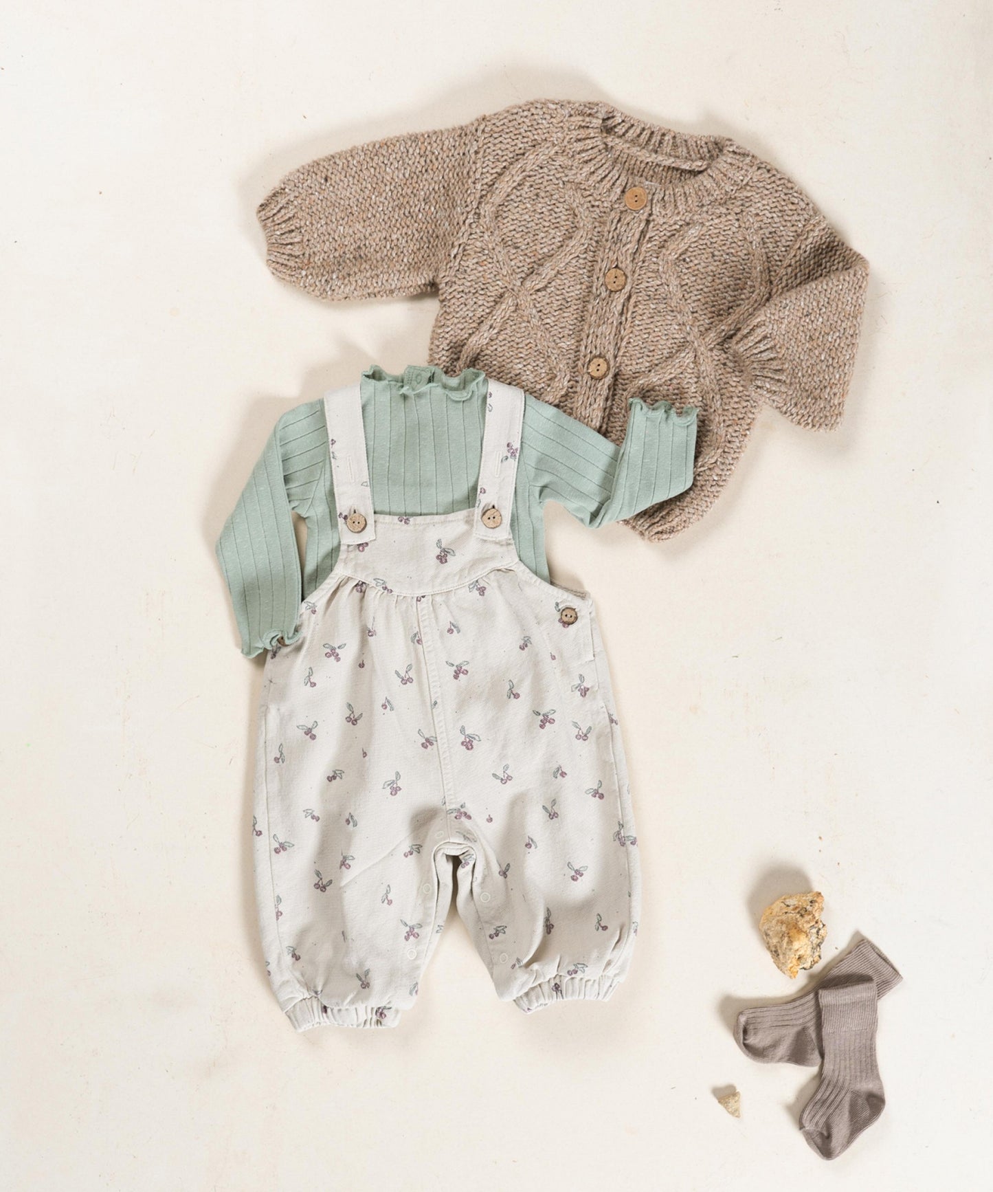 Twill Jumpsuit with Strawberry Tree Print