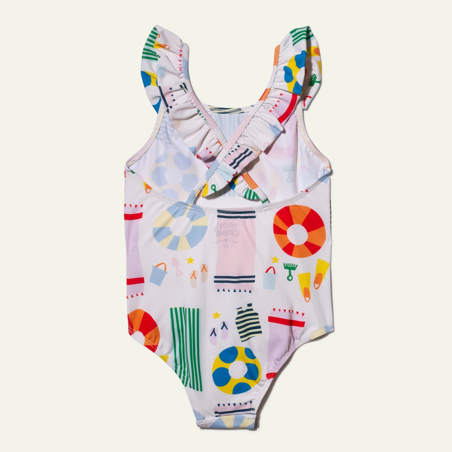 Girls Ruffle Swim Suit || Natural Beach