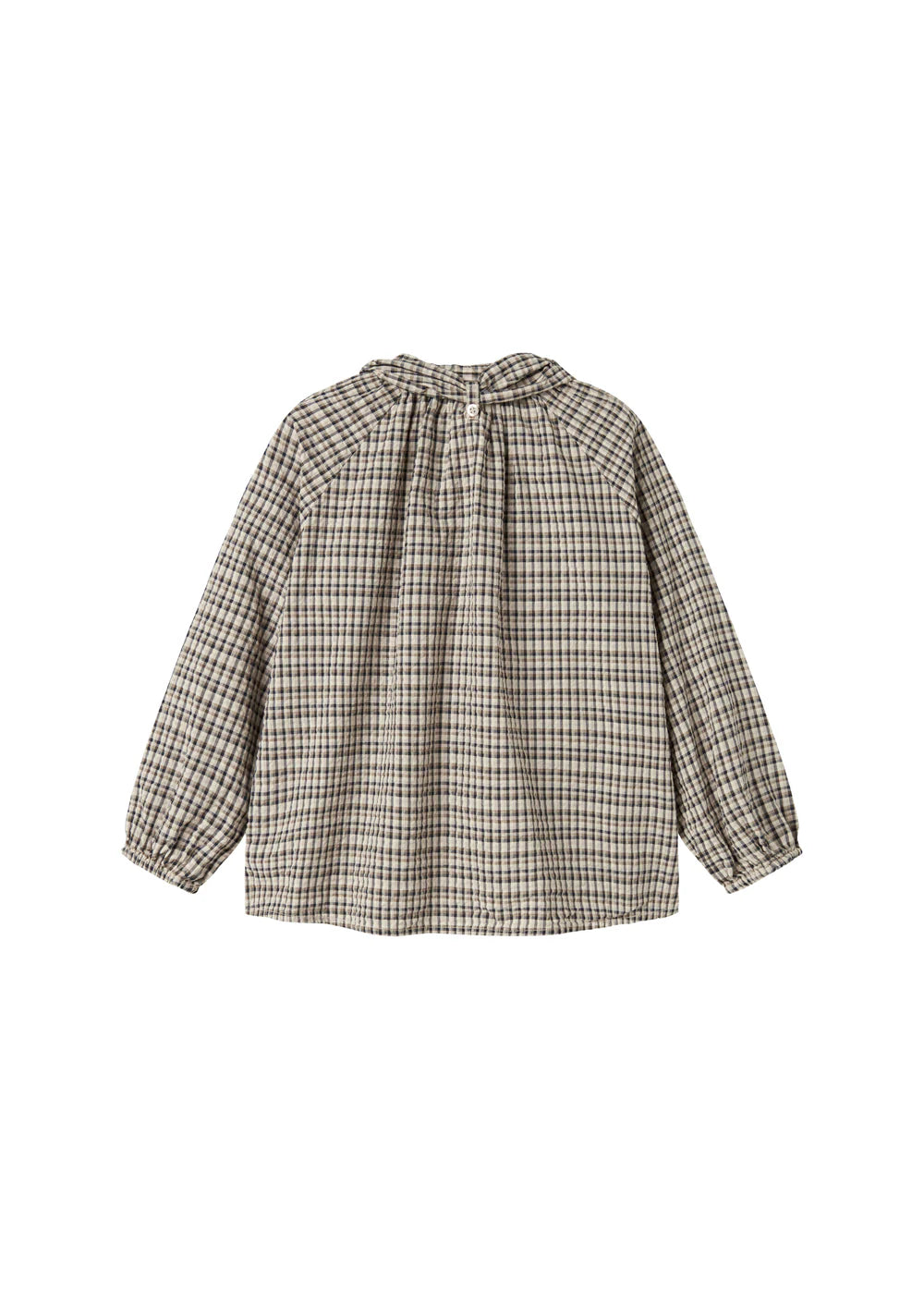 Sibi Skirt & Takari Scarf Shirt Set- Bronze & Navy Check