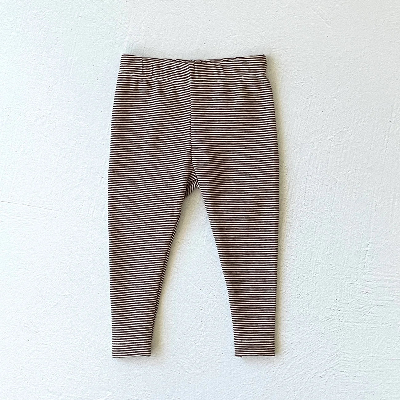 Organic Cotton Stretch Leggings Pants for Babies Dark Brown Stripe