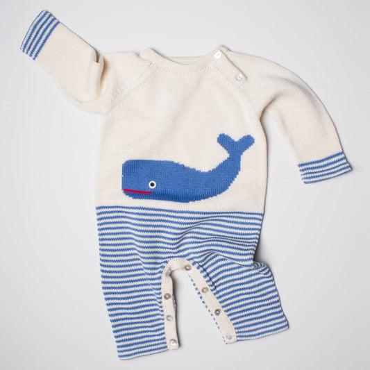 Oranic Knit Baby Romper Whale