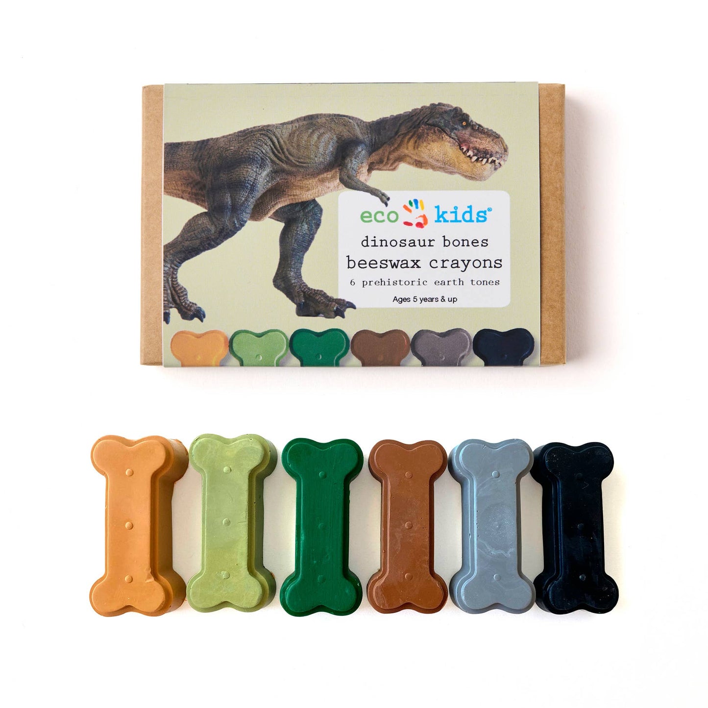 Beeswax crayons - dinosaur bone - case