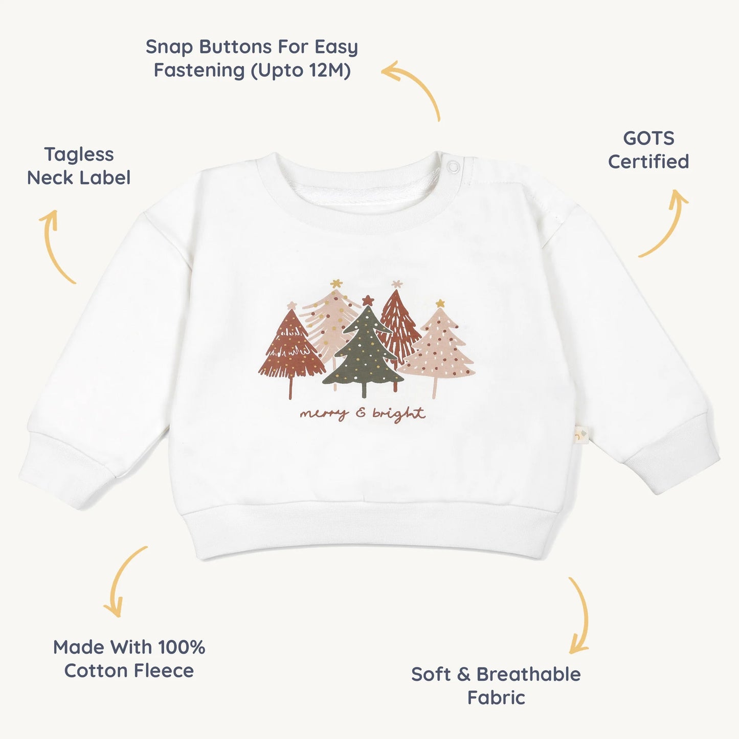 Organic Fleece Sweatshirt- Merry & Bright