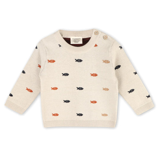 Fishes Jacquard Knit Baby Pullover Sweater