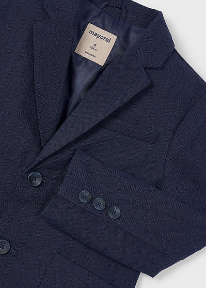 Boys Suit Jacket || Navy Herringbone