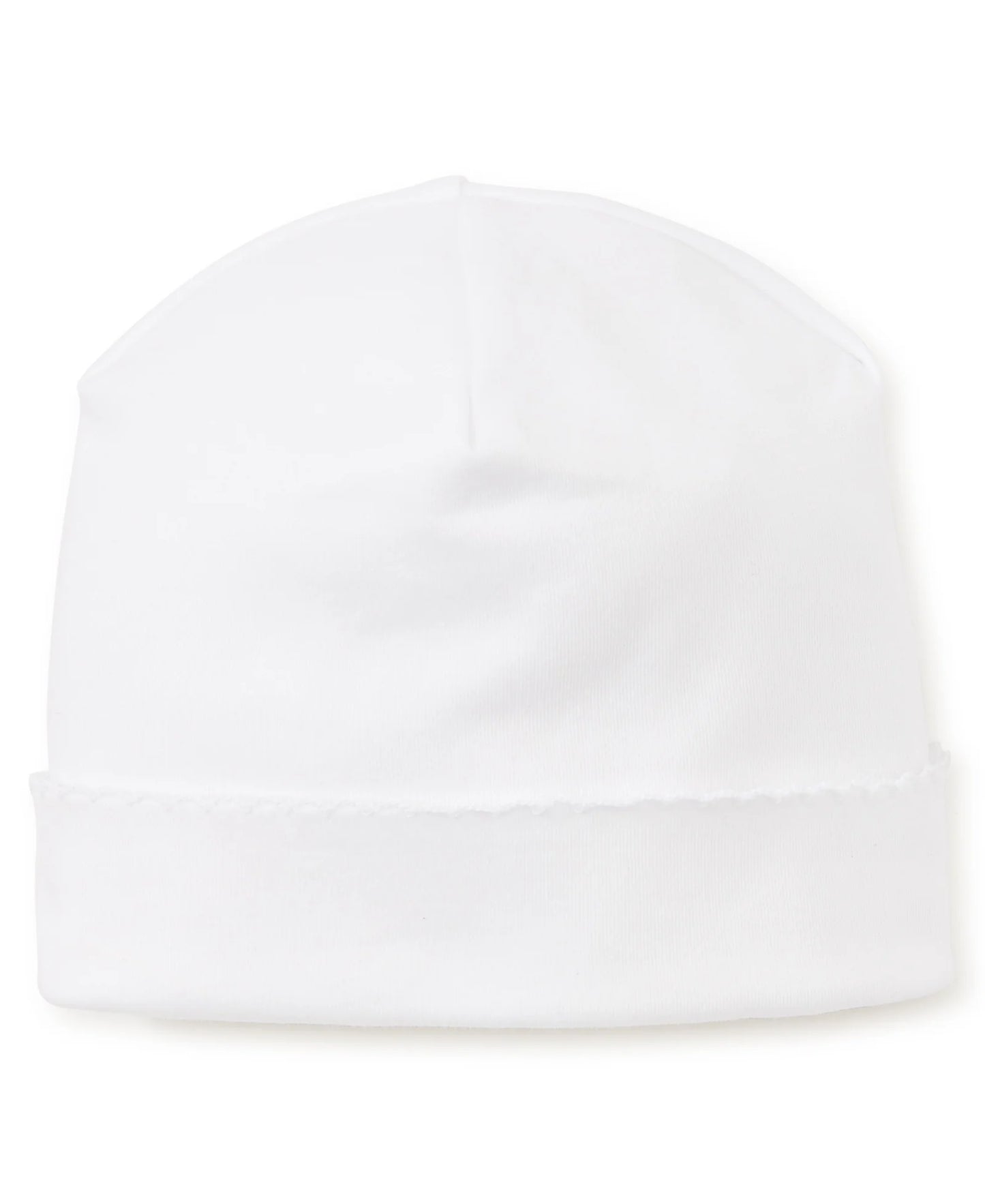 Kissy Baby Hat White with Hand Embroidered Elephant Grey Edging