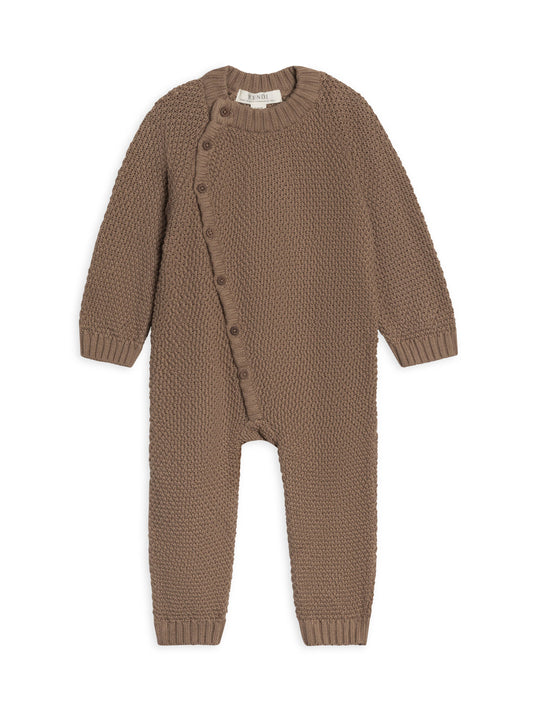 Casey Seed Stitch Knit Kimono Romper - Taupe