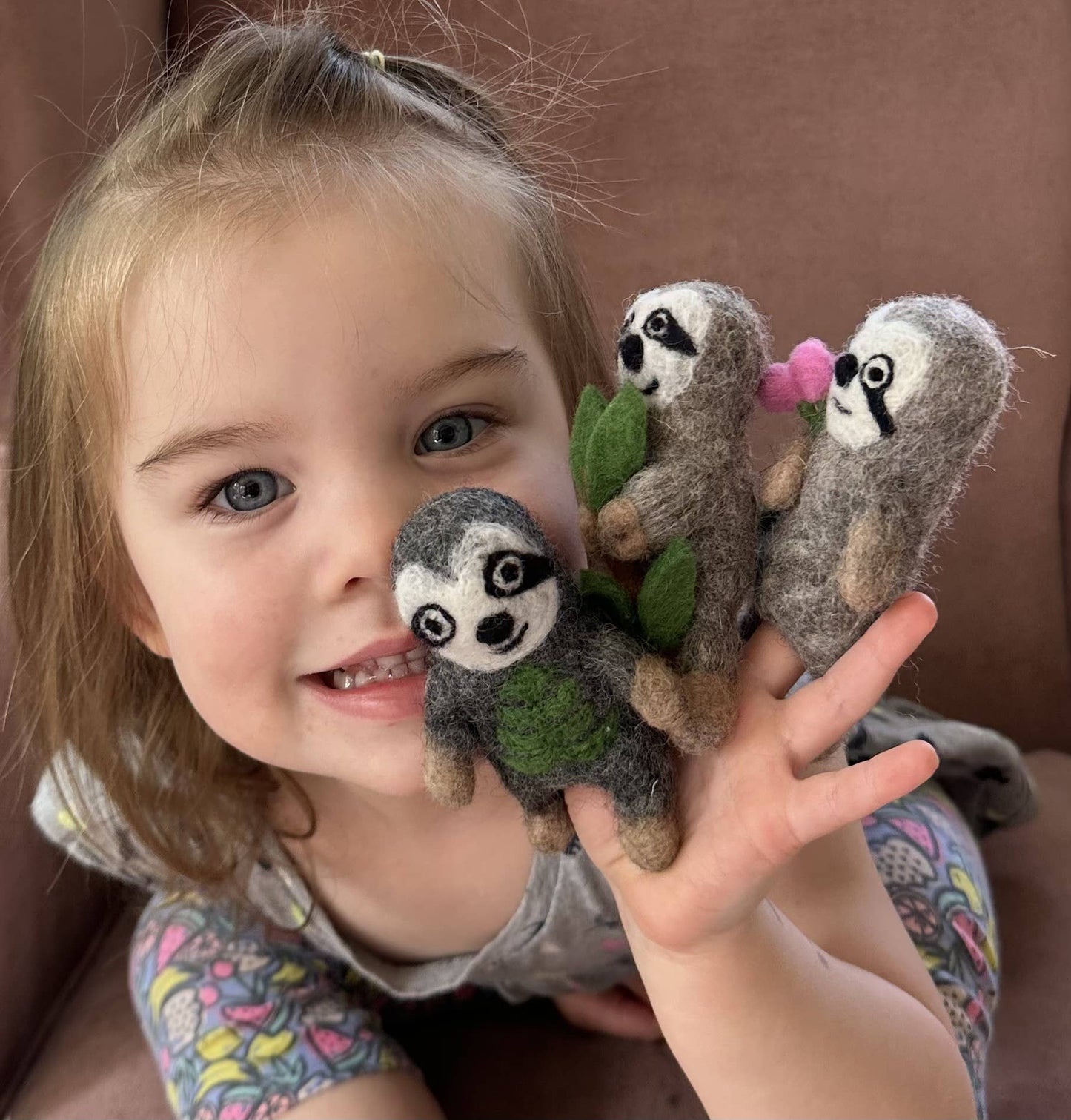 Felt Sloth Finger Puppets