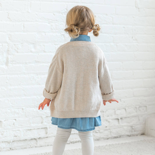 Ellis Sweater Knit Cardigan - Heather Oat