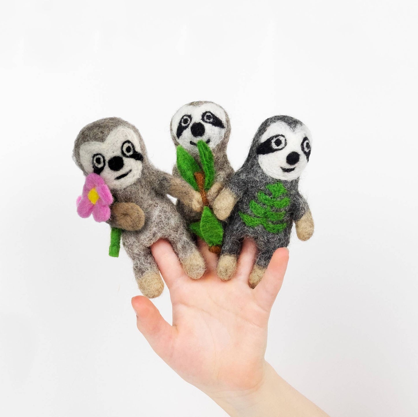 Felt Sloth Finger Puppets