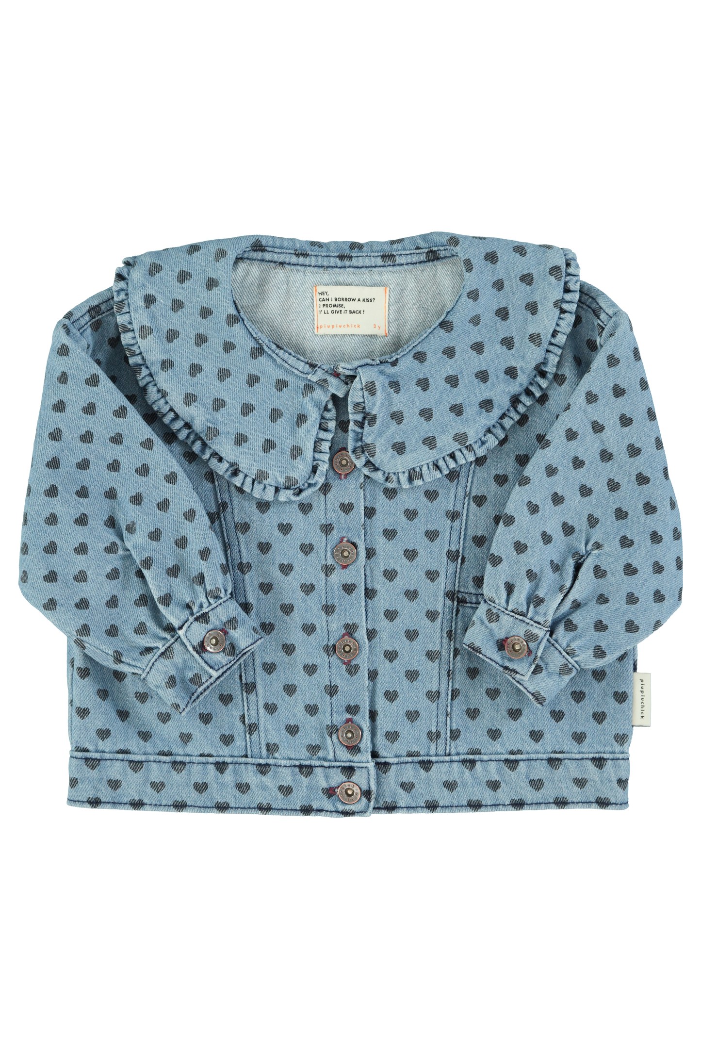 Jacket | Washed Blue Denim w/ Black Hearts